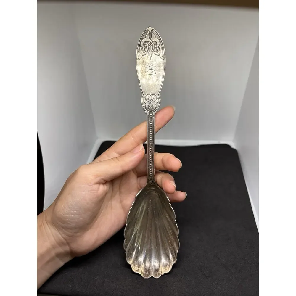 Tiffany & Co Henry Hebbard Antique Coin Silver Oriental Pattern Serving Spoon
